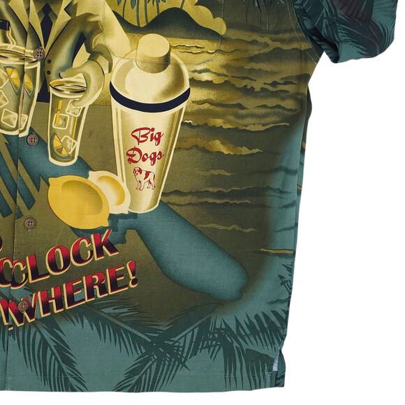 Big Dogs Shirt Mens Large Button Up Hawaiian 5 O'Clock Somewhere Cocktails - Picture 5 of 11